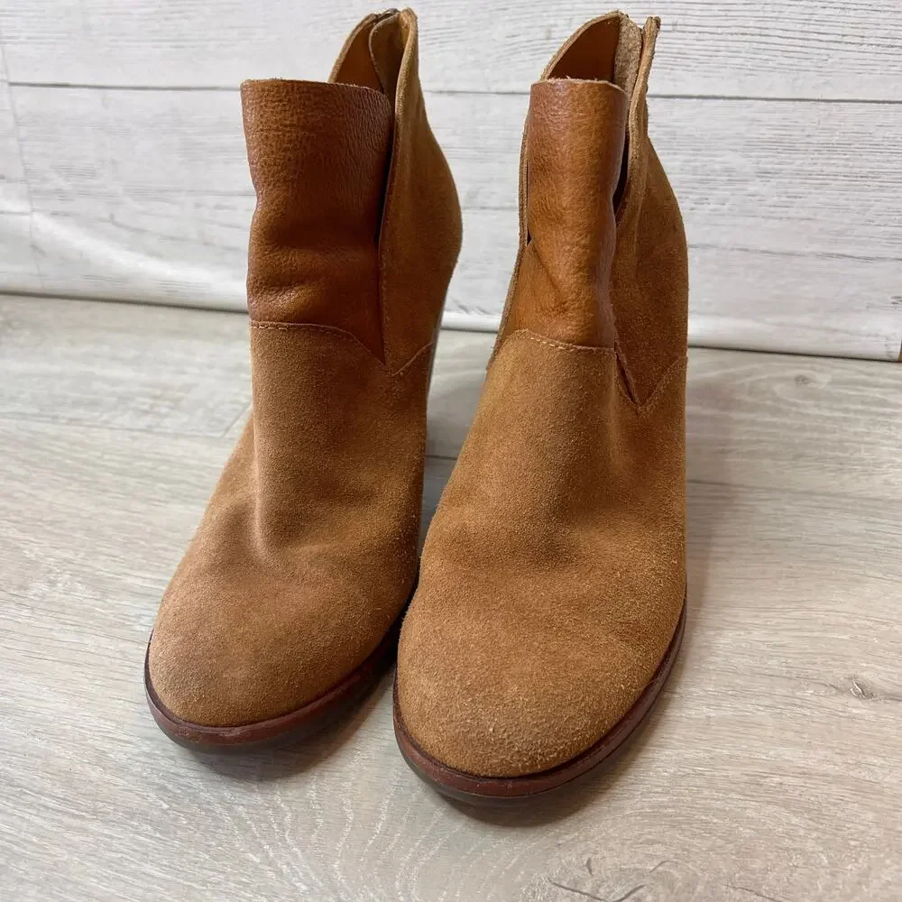 Kork-Ease Booties Womens Size 9M Brown Castanedo Suede Ankle Leather Block Heel